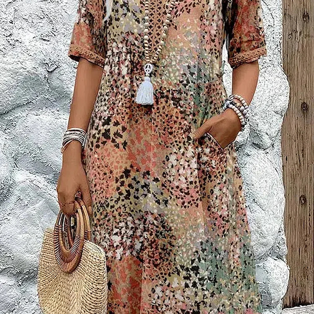 Arabella | Vibrant Pattern Midi Dress