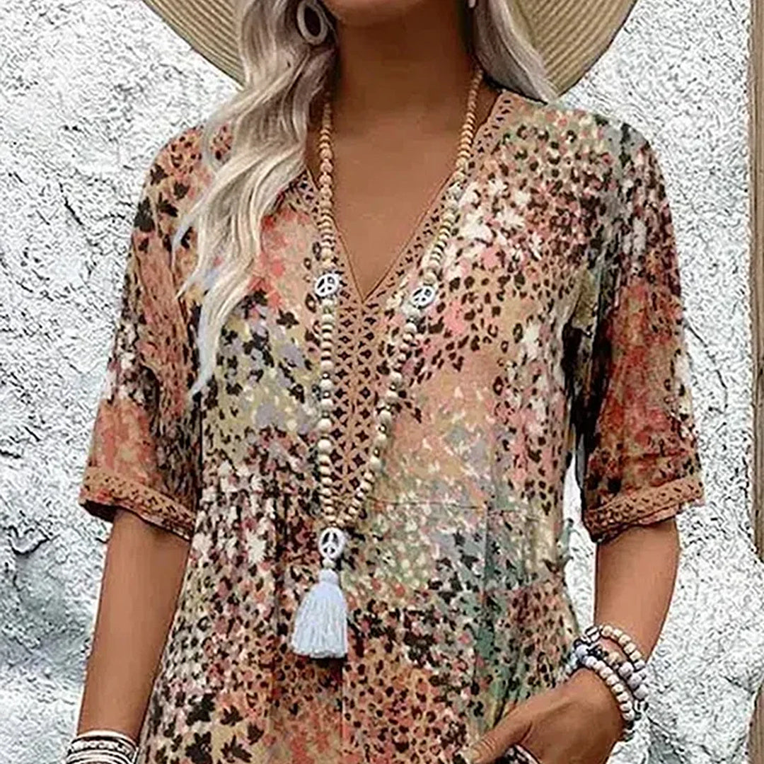 Arabella | Vibrant Pattern Midi Dress