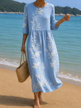 Clara | Light Blue Floral Beach Dress