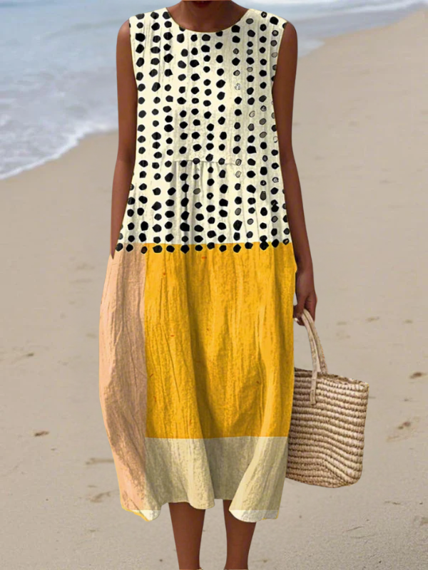 Penelope | Polka Colorblock Midi Dress