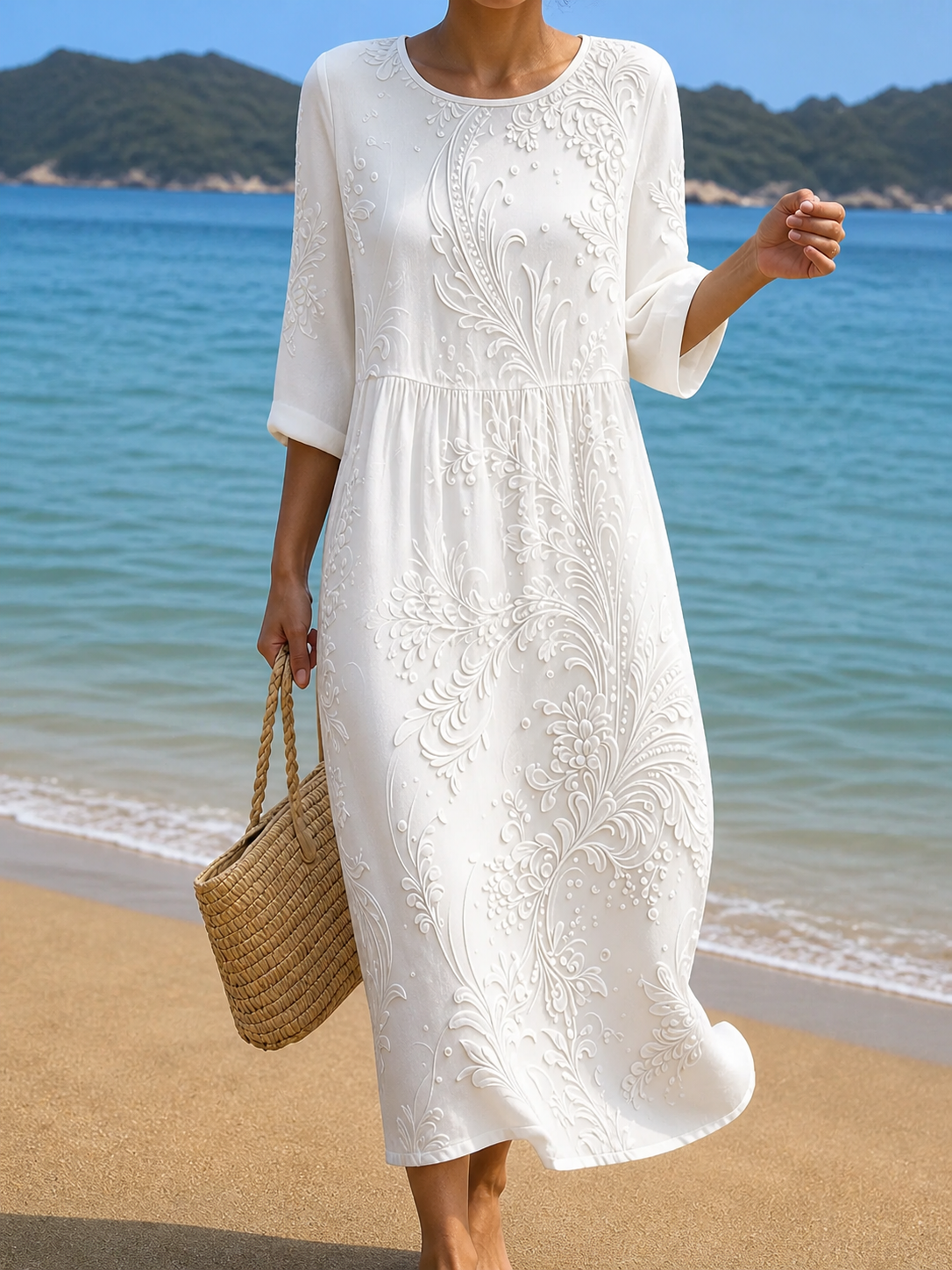 Perla | White Relaxed Midi Dress