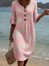 Rosa | Pink Floral Button Dress
