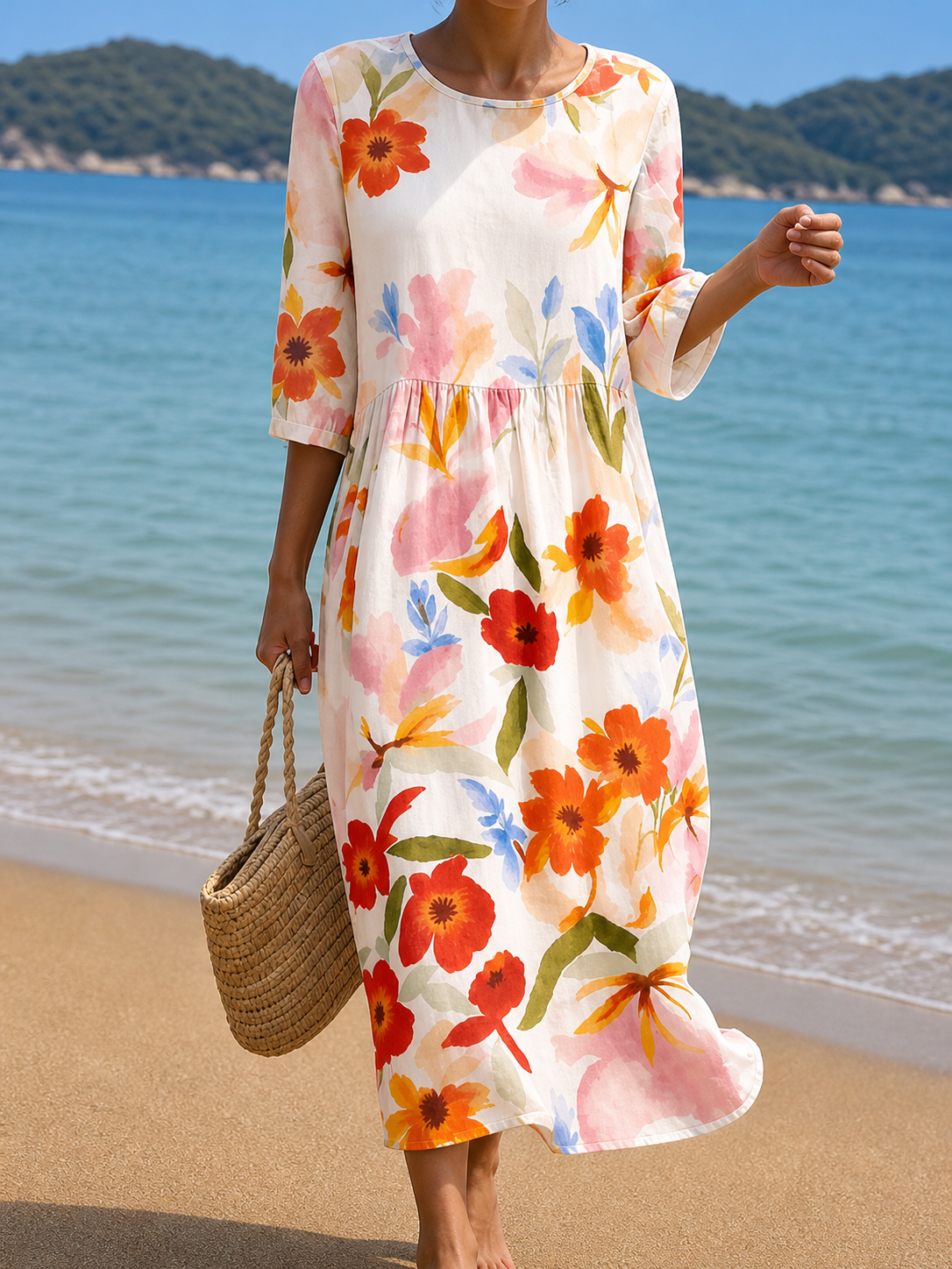 Poppy | White Poppy Print Dress