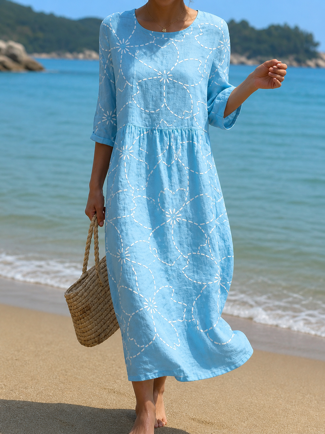 Ines | Pale Blue Floral Dress