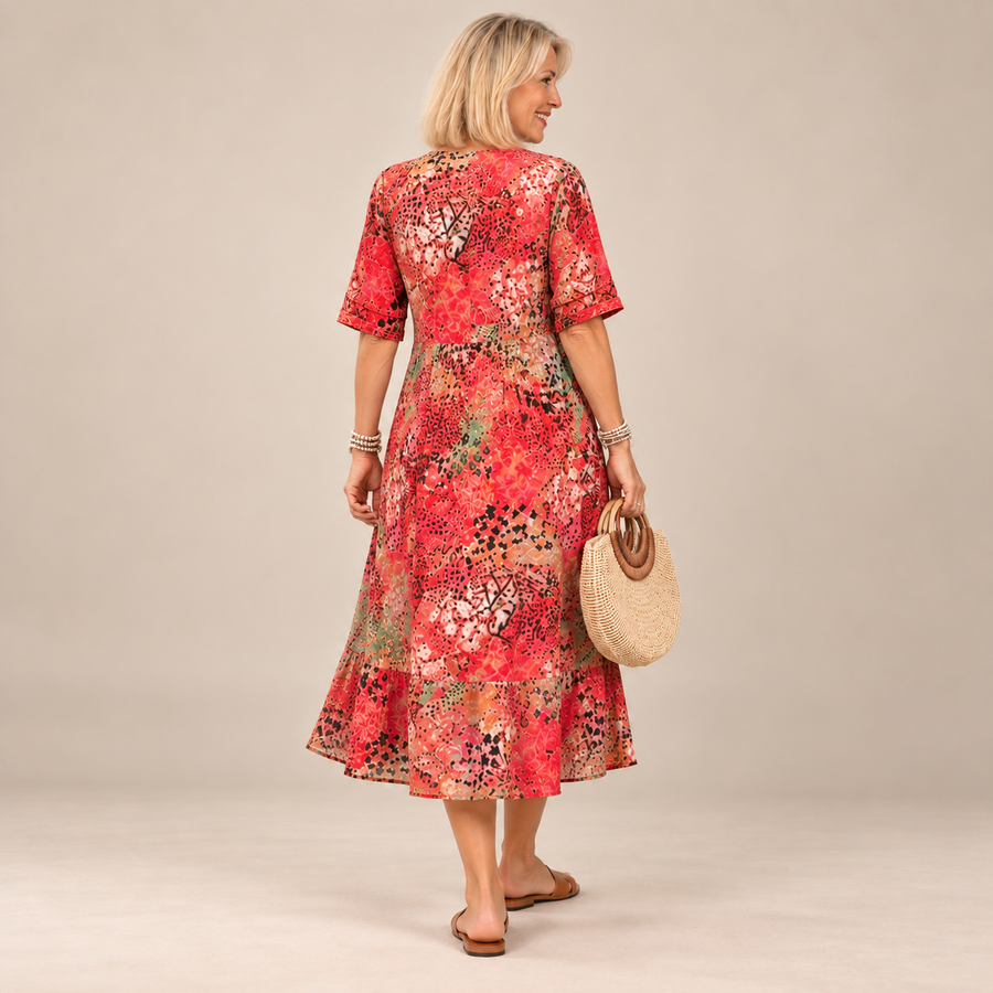 Arabella | Vibrant Pattern Midi Dress
