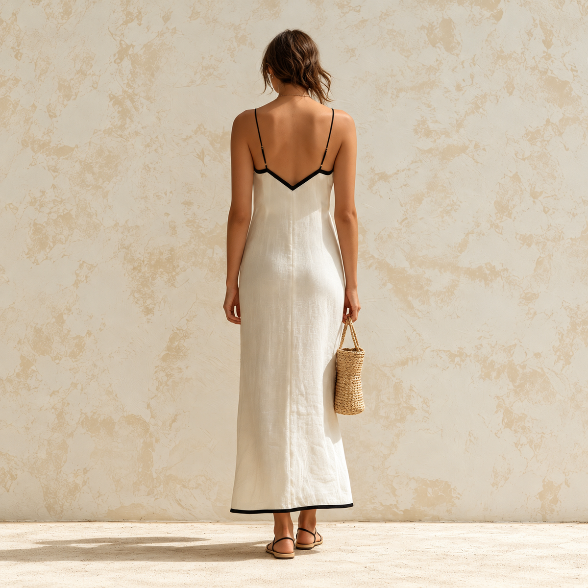 Marisa | Long Contrast Chevron Dress