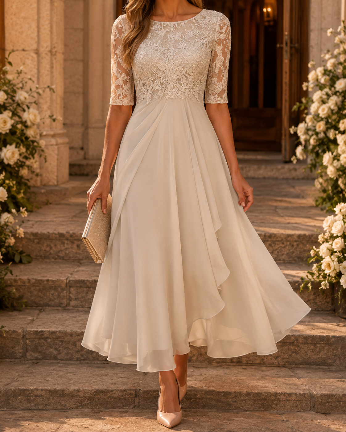 Loretta | The Flattering Lace Midi Dress