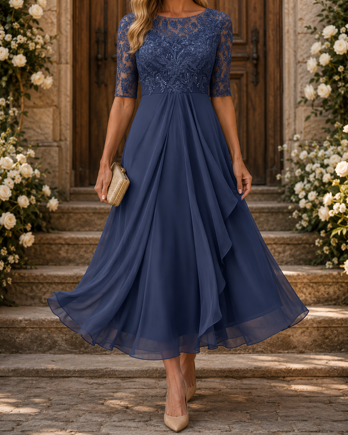 Loretta | The Flattering Lace Midi Dress