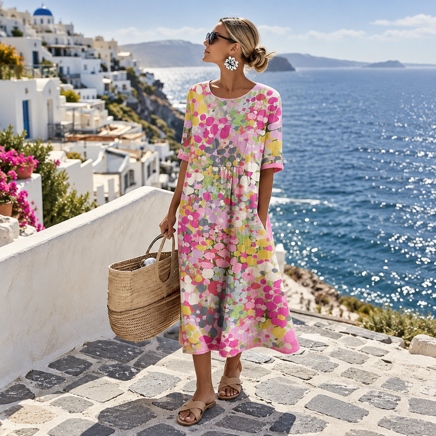 Elena | Elegant Floral Summer Midi Dress