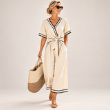 Serena | Contrast-Trim Tie-Front Wide-Leg Set