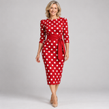 Dorothy | Polka Dot Midi Dress with Tie Belt