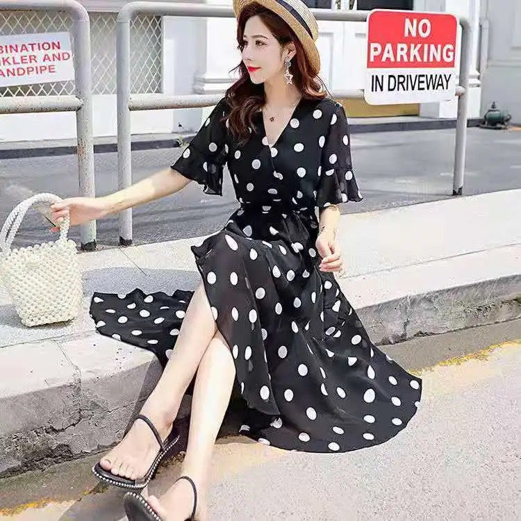 Ruby | Polka Dot Wrap Midi Dress