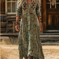 Maribel | Vintage Botanical Maxi Dress