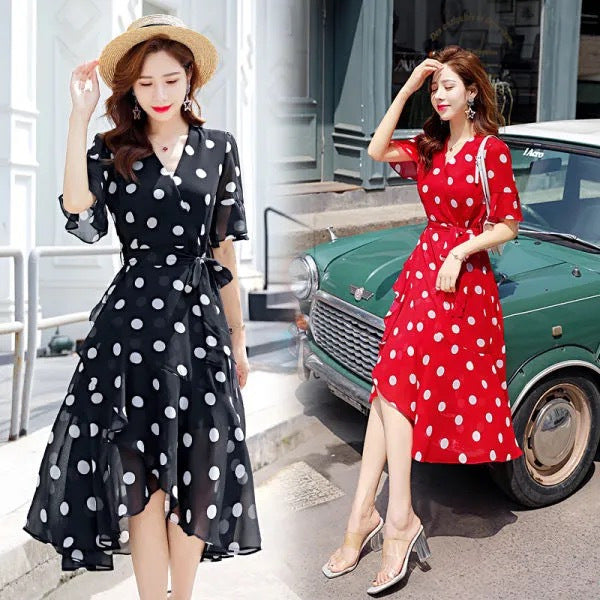 Ruby | Polka Dot Wrap Midi Dress