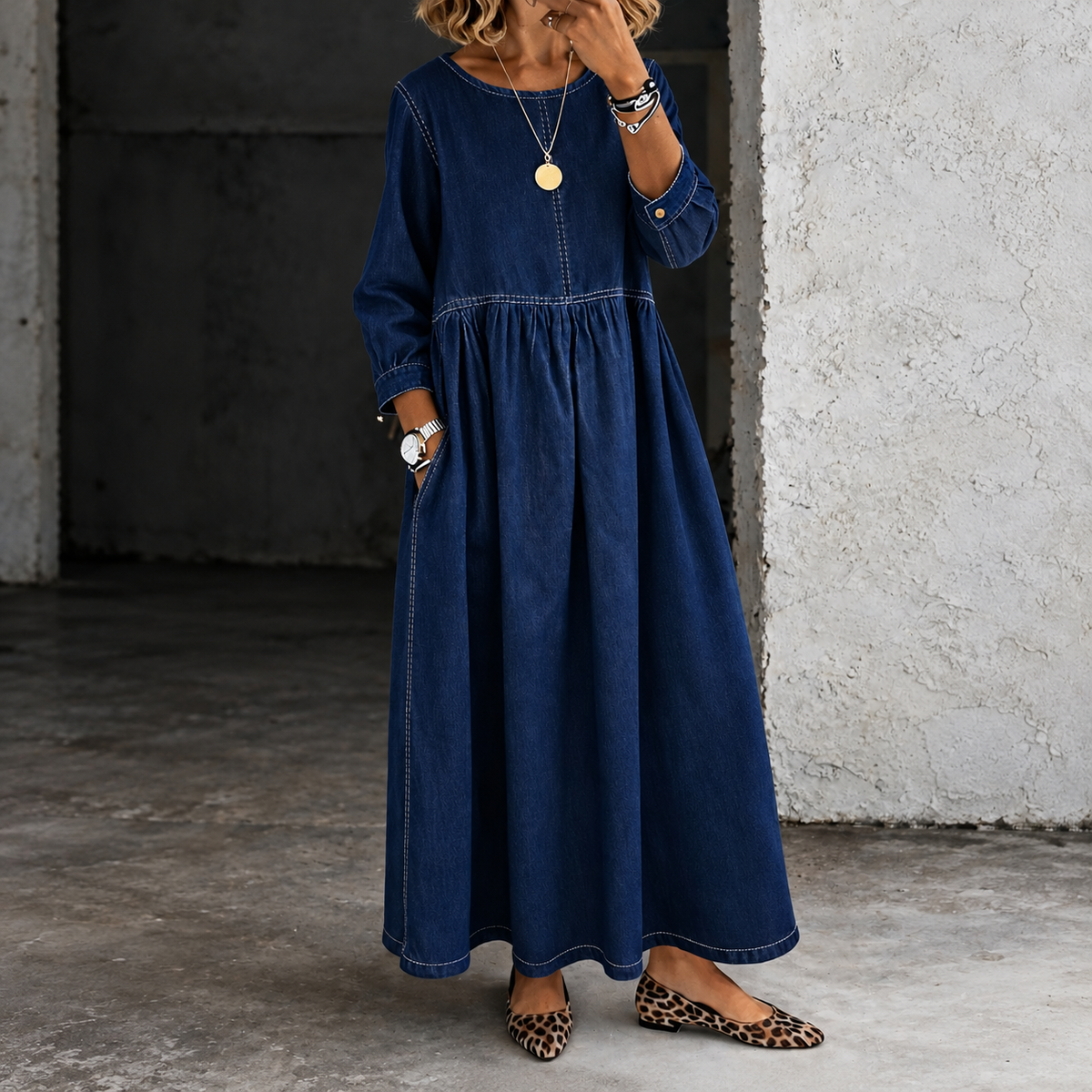 Zephyrelle | Vintage Denim Maxi Dress