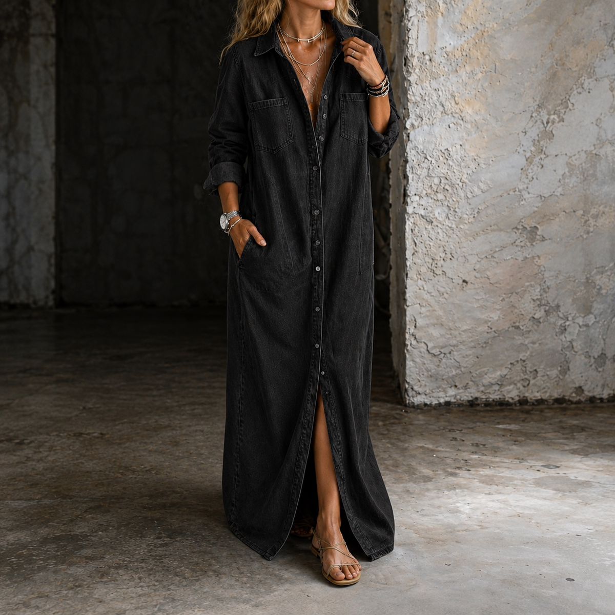 Andrea | Denim Button Down Dress