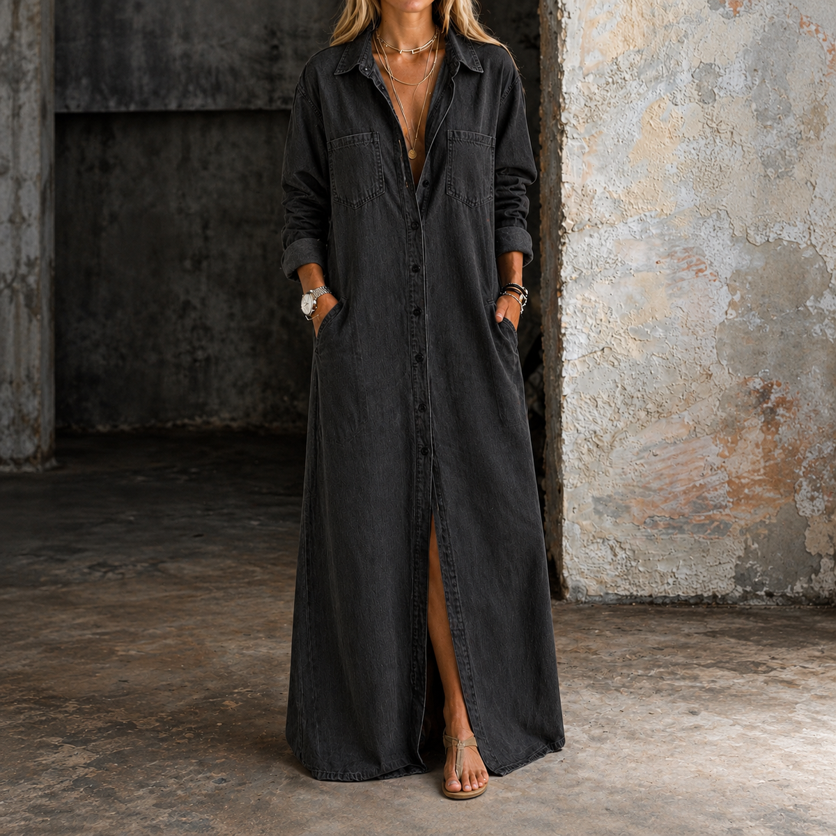 Andrea | Denim Button Down Dress