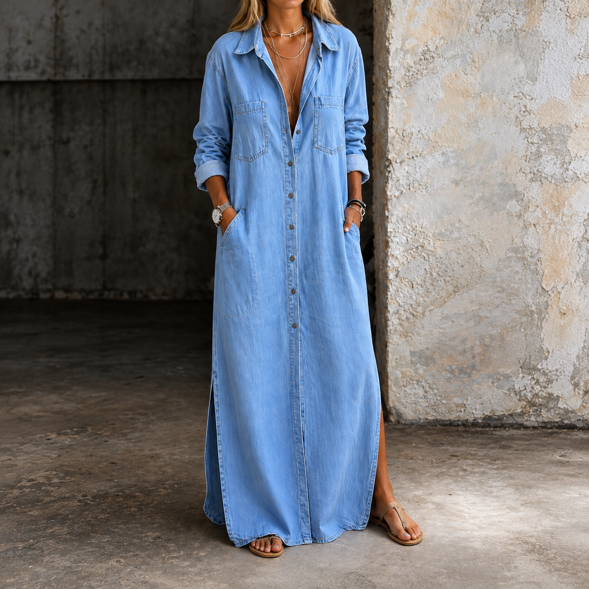 Andrea | Denim Button Down Dress