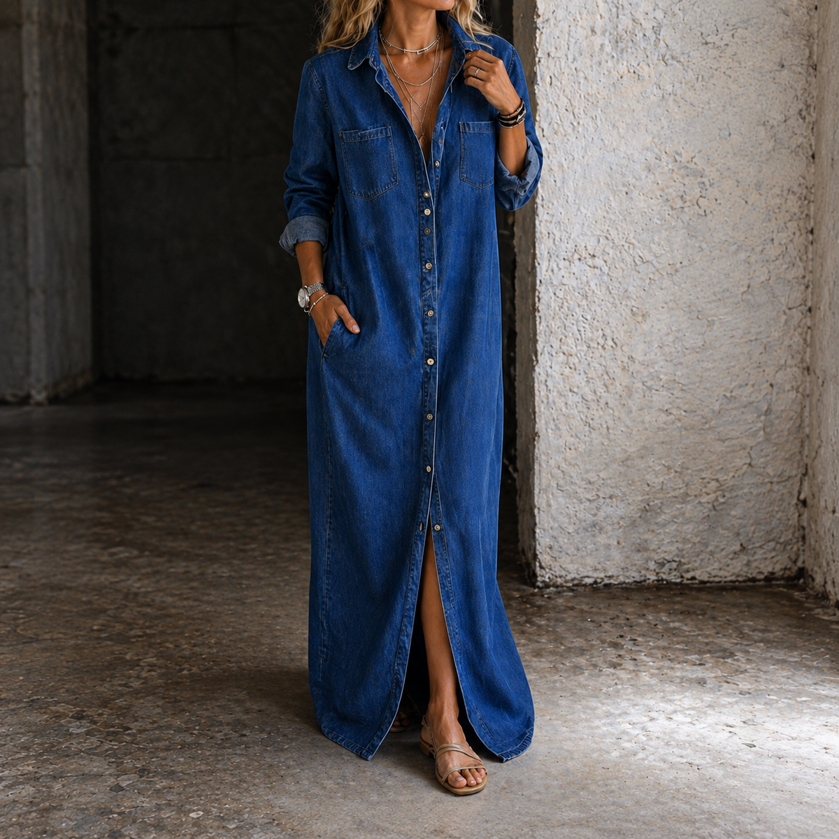 Andrea | Denim Button Down Dress