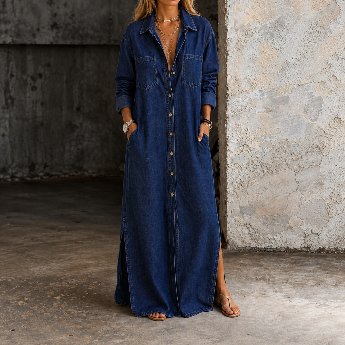 Andrea | Denim Button Down Dress