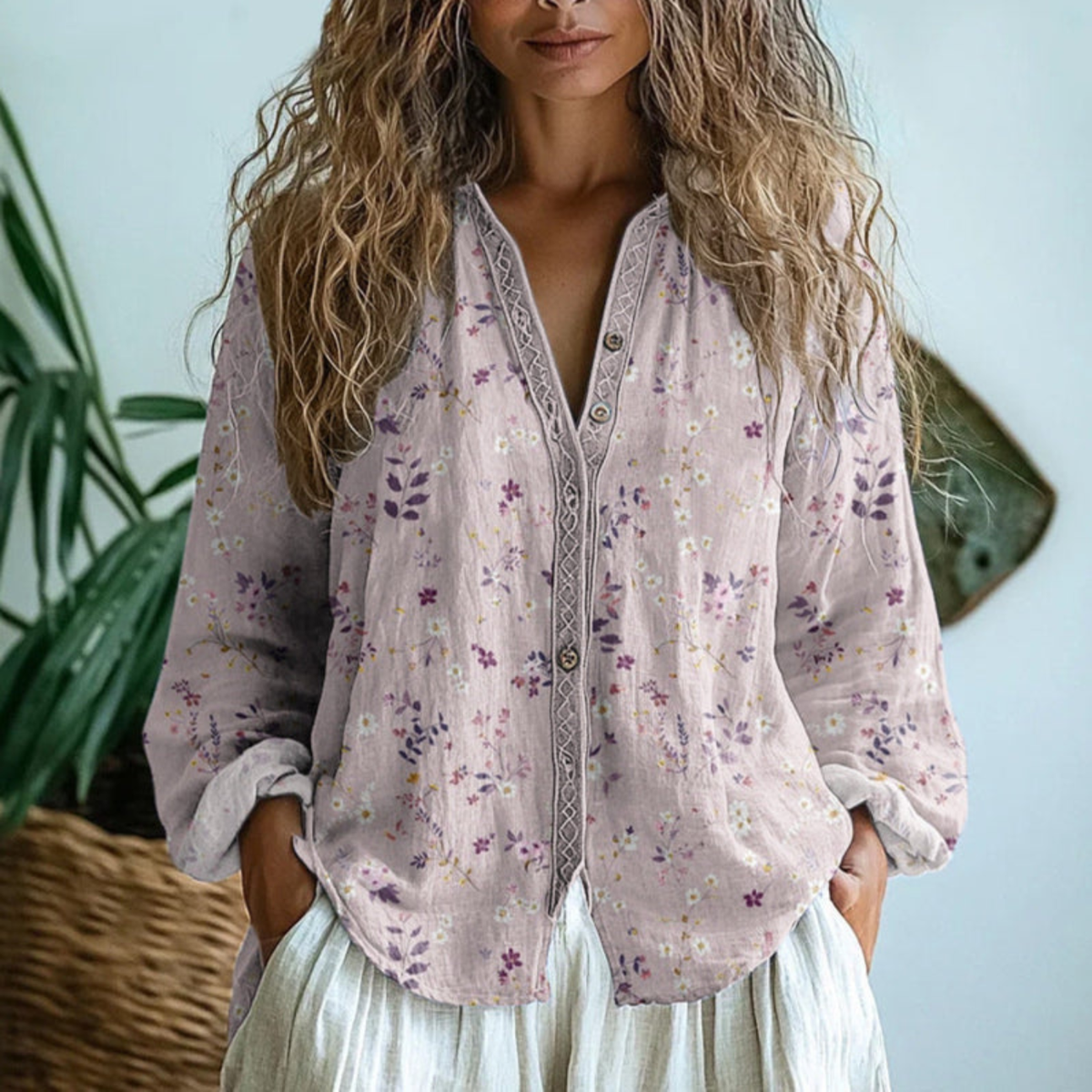 Wena | Linen Button-Down Blouse