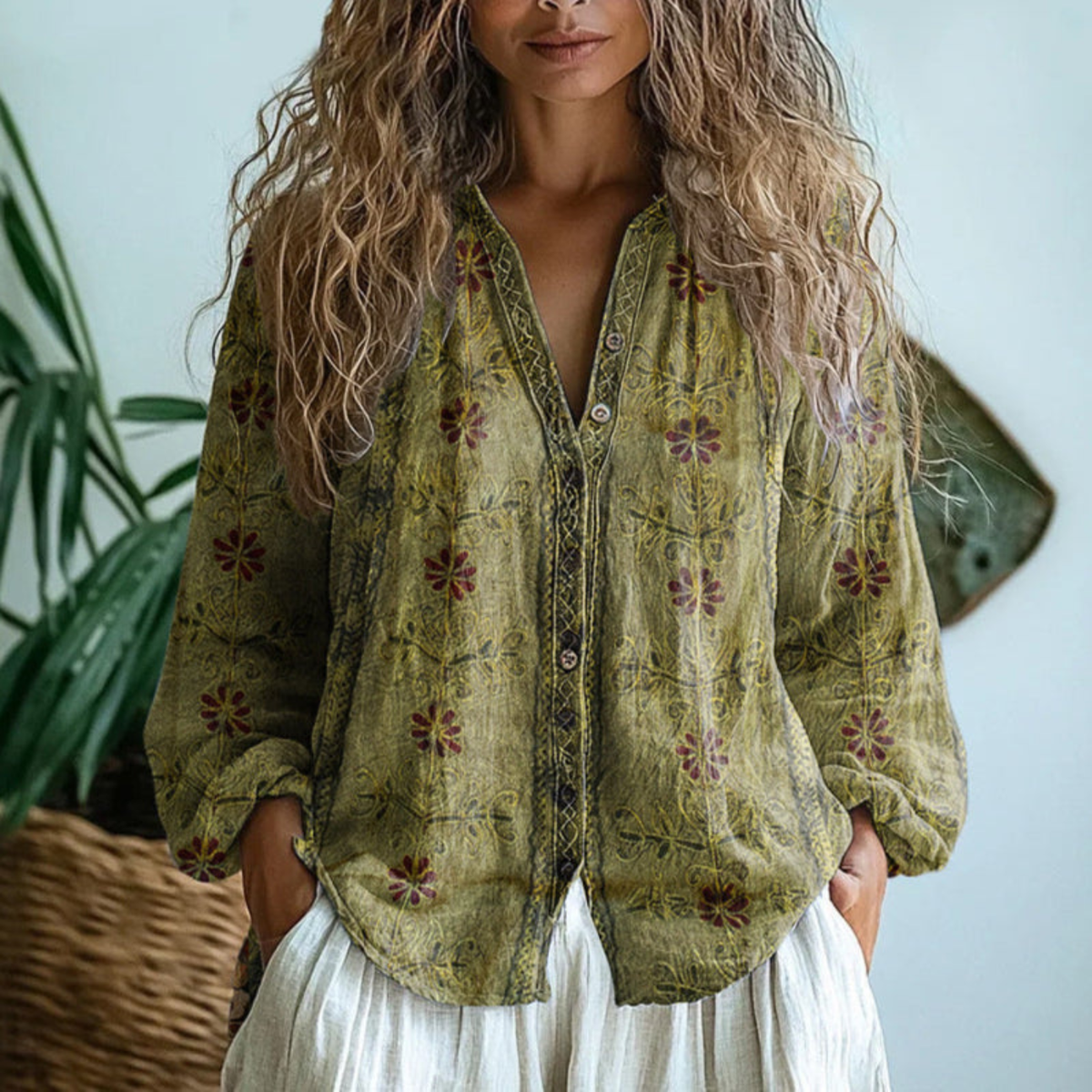Wena | Linen Button-Down Blouse