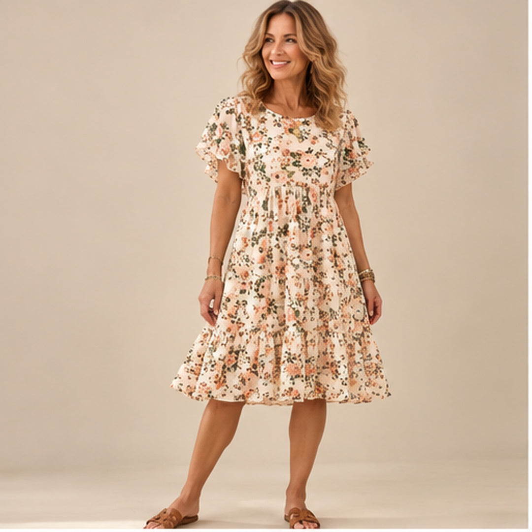 Juniper | Floral Flutter-Sleeve Swing Dress